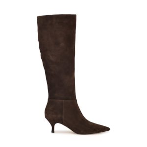 Somas Kitten Heel Knee High Leather Boots